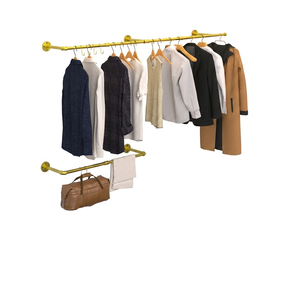 OEM Clothes Hanging Rack Adjustable Length Gold