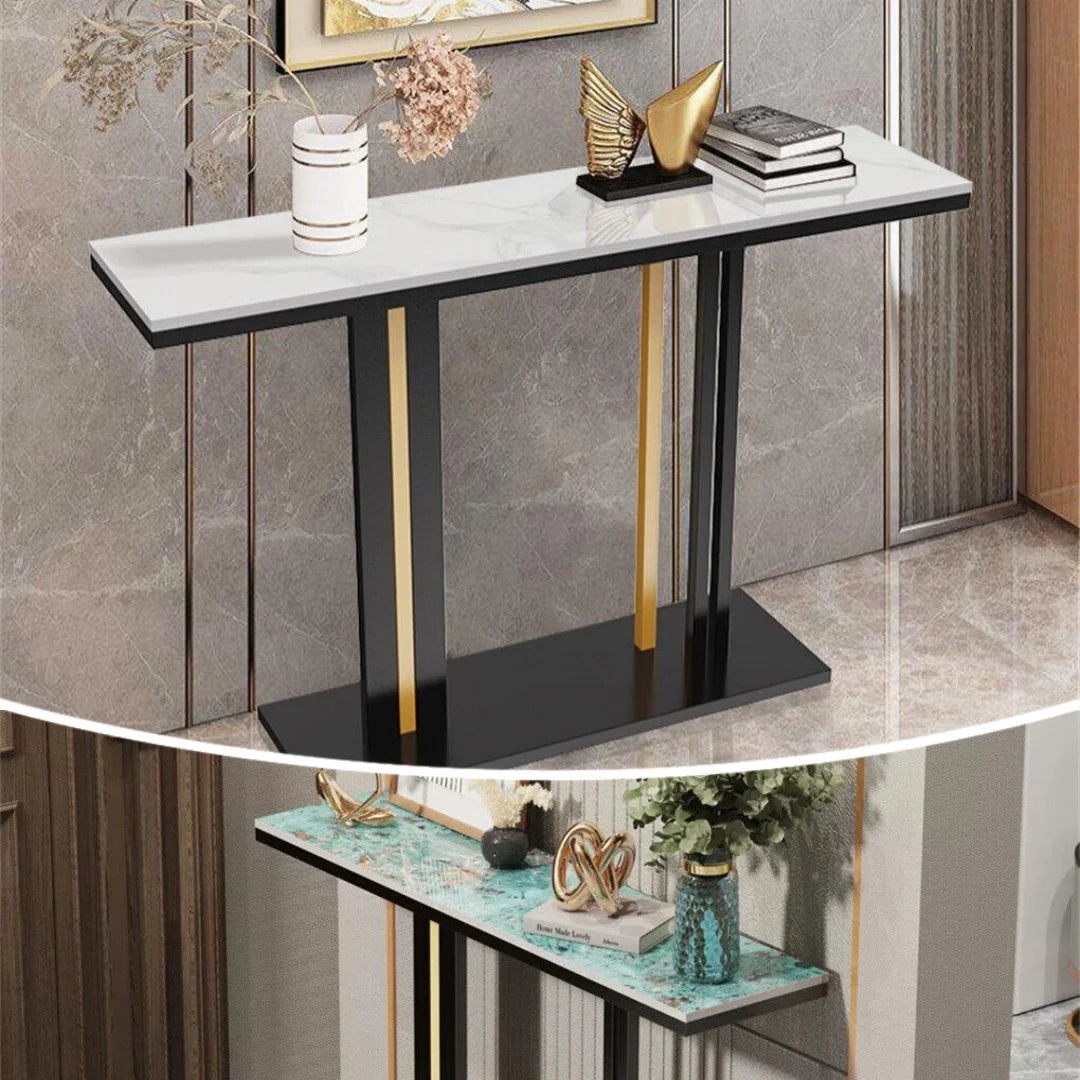 OEM Console Table Sintered Stone Metal Legs White/Black