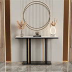 OEM Console Table Sintered Stone Metal Legs White/Black