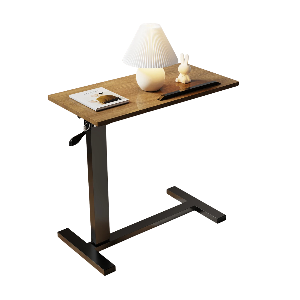 OEM Bedside Table Adjustable Height Wheels Black/Walnut