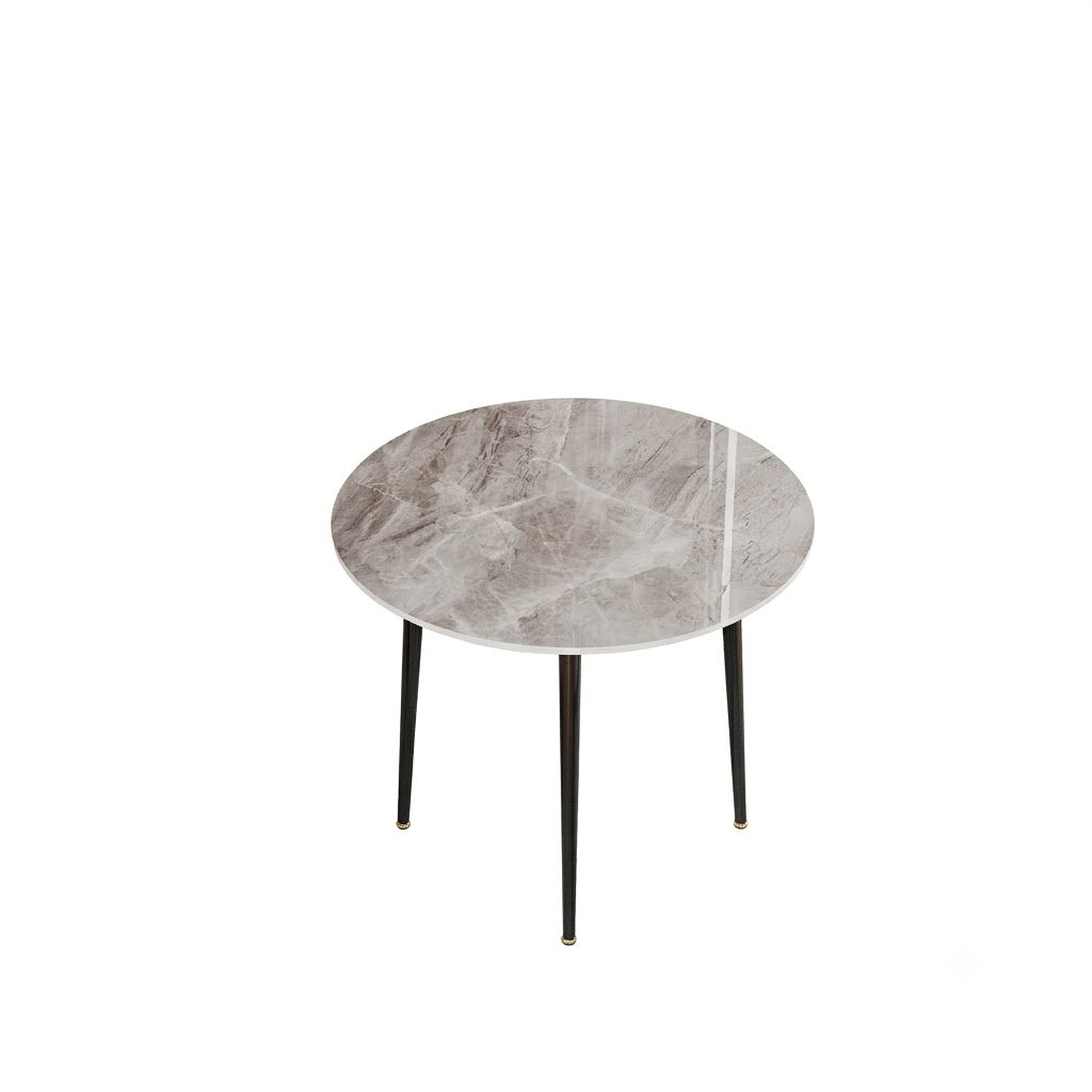 OEM Dining Table Round Sintered Stone Top Light Grey