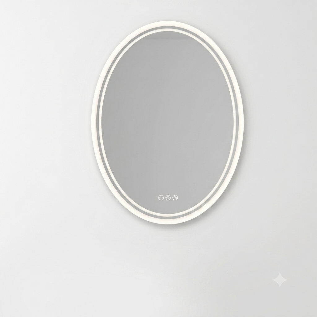 OEM Bathroom Mirror Oval LED Backlit Silver