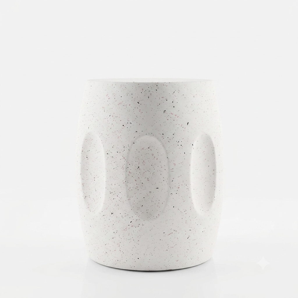 OEM Side Table Lightweight Concrete Faux Terrazzo White
