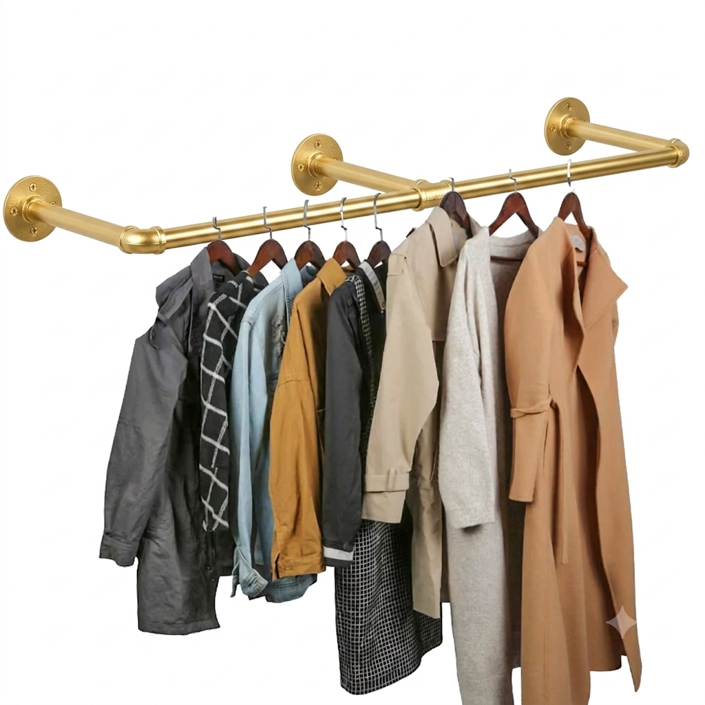 OEM Clothing Rack Wall Mounted Industrial Gold