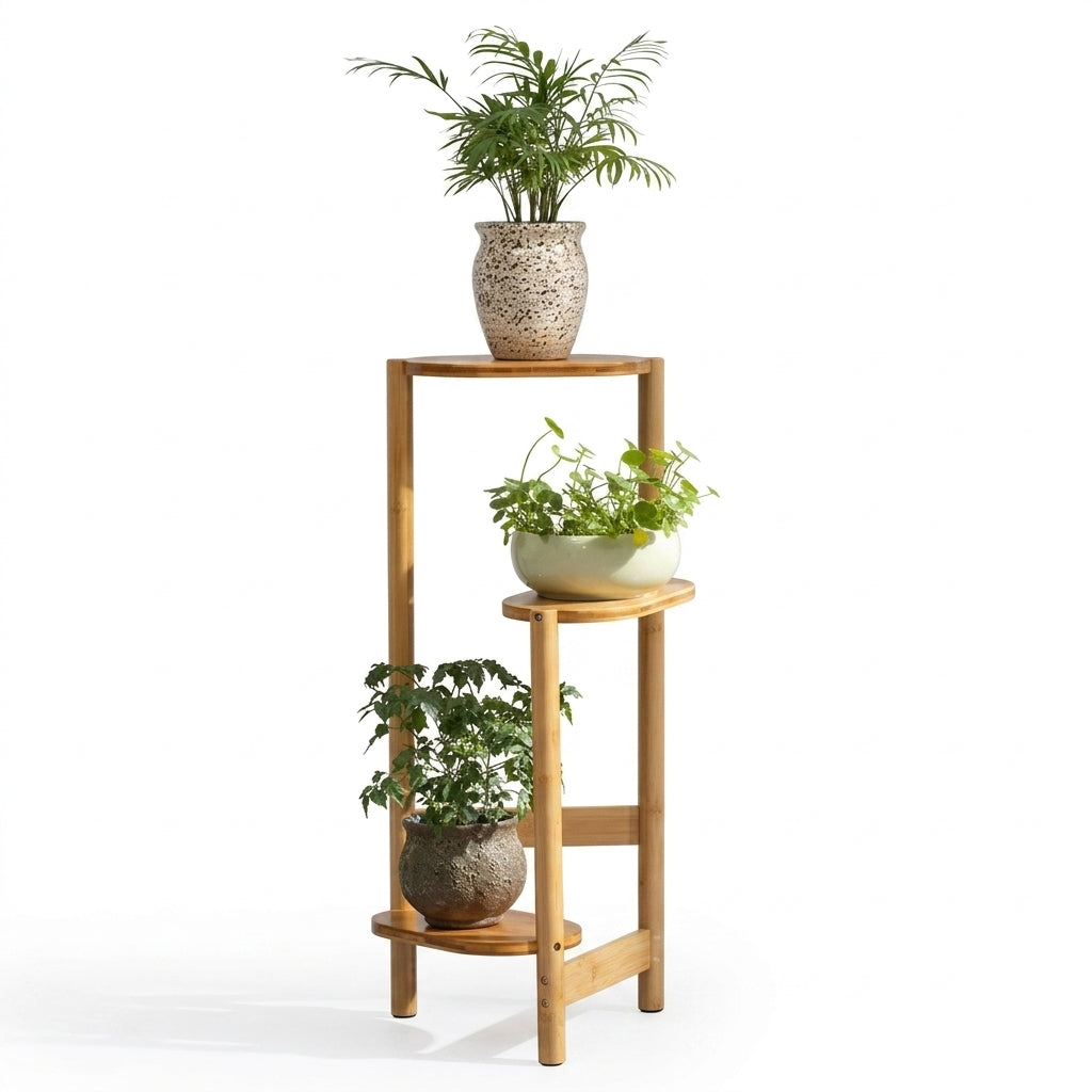 OEM Plant Stand Corner Display Shelf Natural Wood