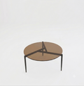 OEM Coffee Table Round Tempered Glass Top Metal Legs Brown Tinted