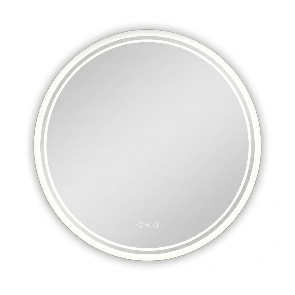 OEM Bathroom Mirror Round LED Touch Sensor Silver