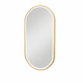 OEM Bathroom Mirror LED Illuminated Oval Aluminium Frame Gold