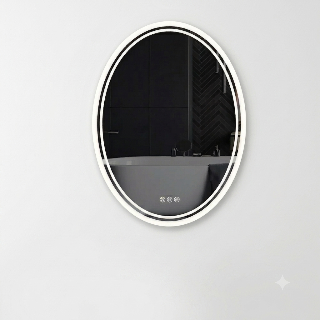 OEM Bathroom Mirror Oval LED Backlit Silver