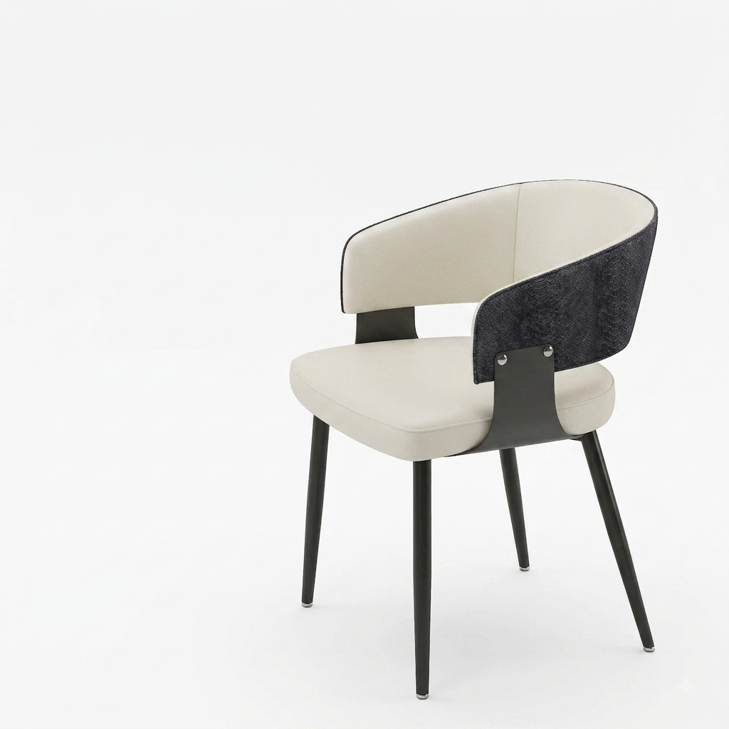 OEM Dining Chairs Microfiber Leather Upholstered Black