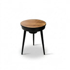 OEM Smart Side Table Bluetooth Speakers LED Light USB Charging Walnut Black