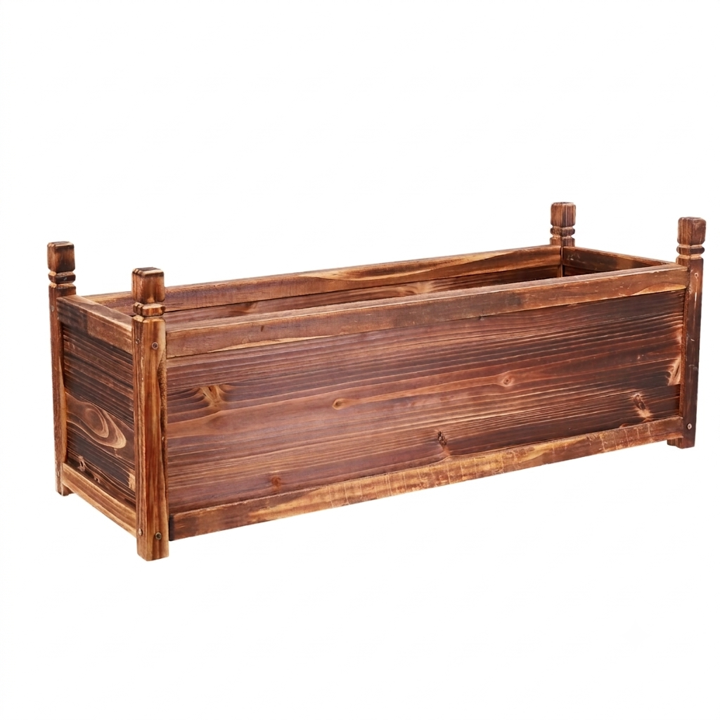 OEM Raised Planter Box Wooden Rustic Brown 90x30x34CM