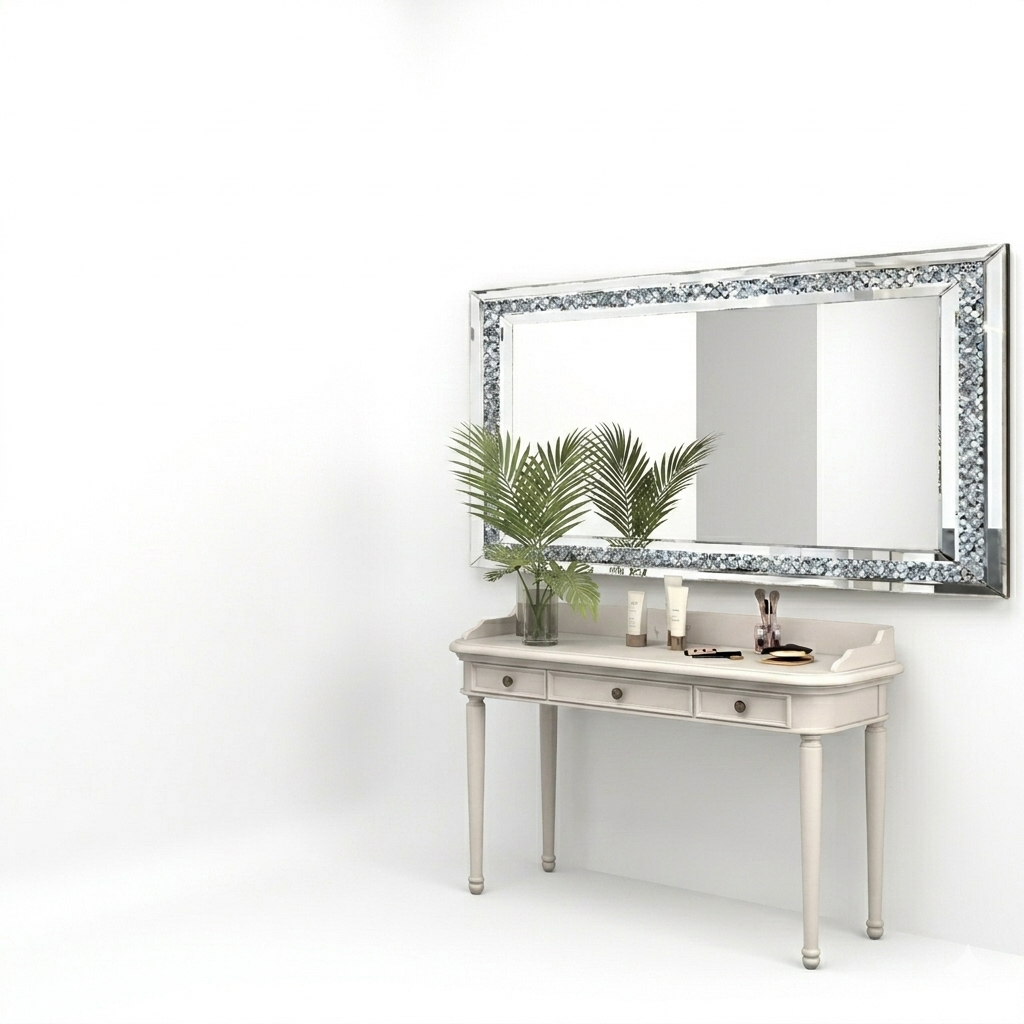 OEM Wall Mirror Crushed Diamond Silver