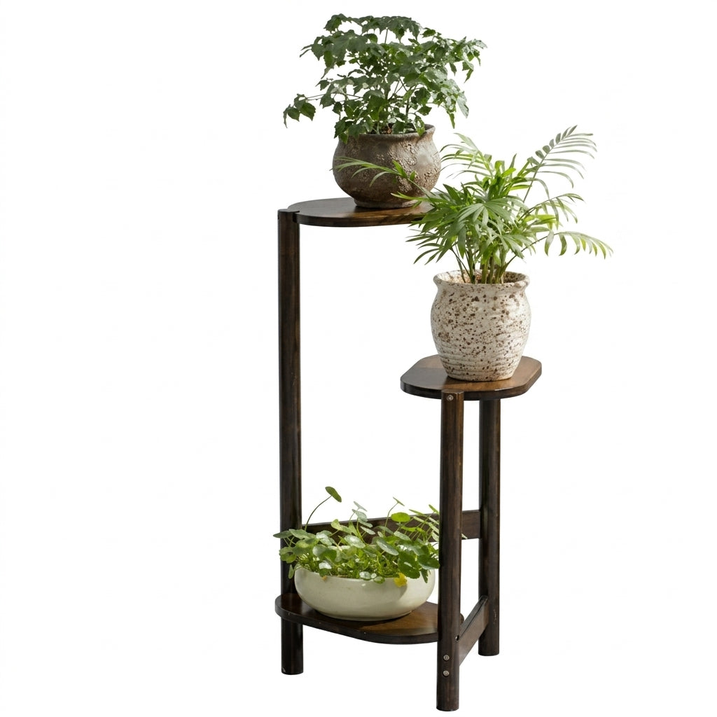 OEM Plant Stand 3-Tier Bamboo Corner Shelf Natural