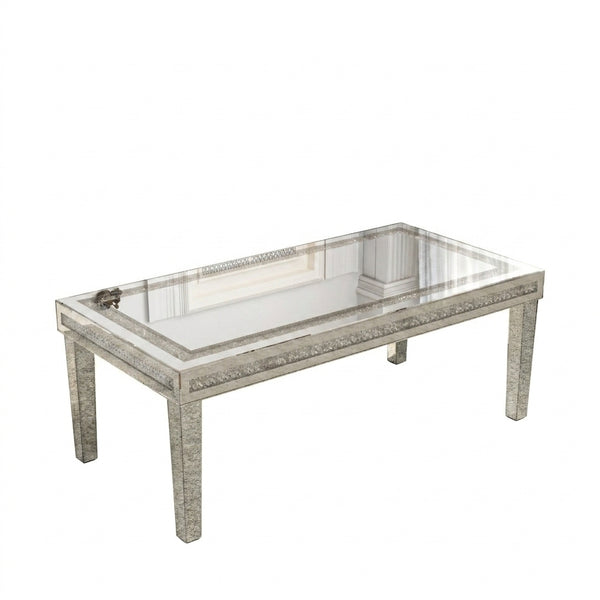 OEM Coffee Table Rectangular Mirrored Crystal Inlay