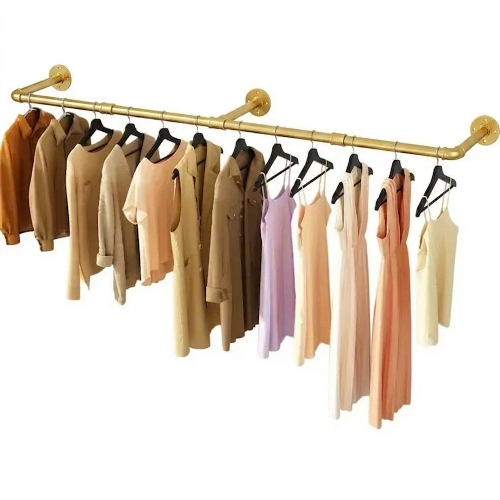 OEM Clothing Rack Wall Mounted Industrial Gold