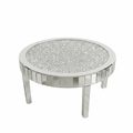 OEM Coffee Table Round Mirrored Crystal Inlay Silver