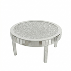 OEM Coffee Table Round Mirrored Crystal Inlay Silver