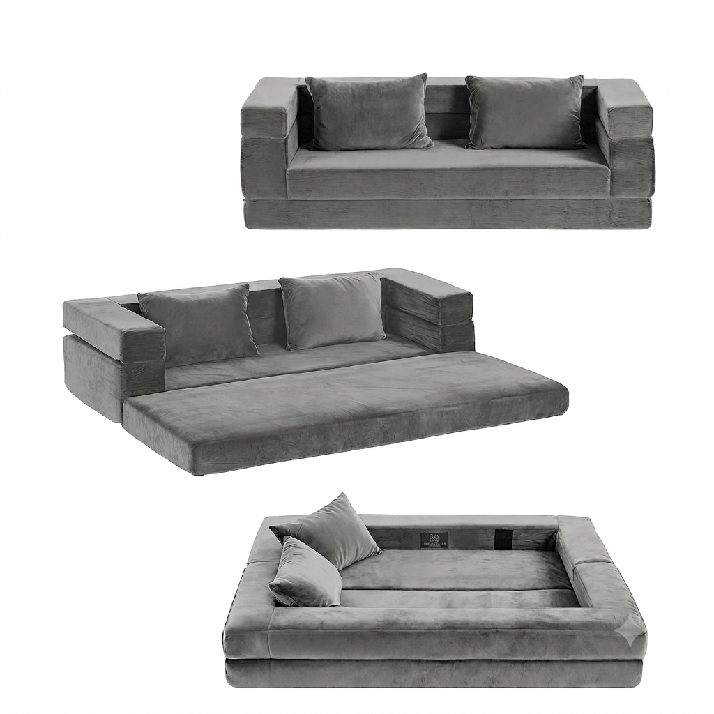 OEM Convertible Sofa Bed Folding Pull-Out Mattress Grey