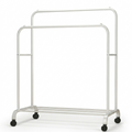 OEM Clothes Rack Double Hanging Rod Rolling White 80.5x51x155cm