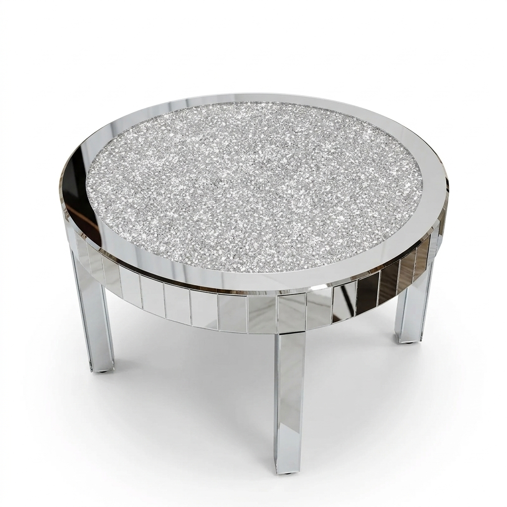 OEM Coffee Table Round Mirrored Silver