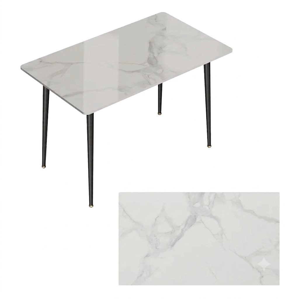 OEM Dining Table Sintered Stone Top Seats 4-6 White