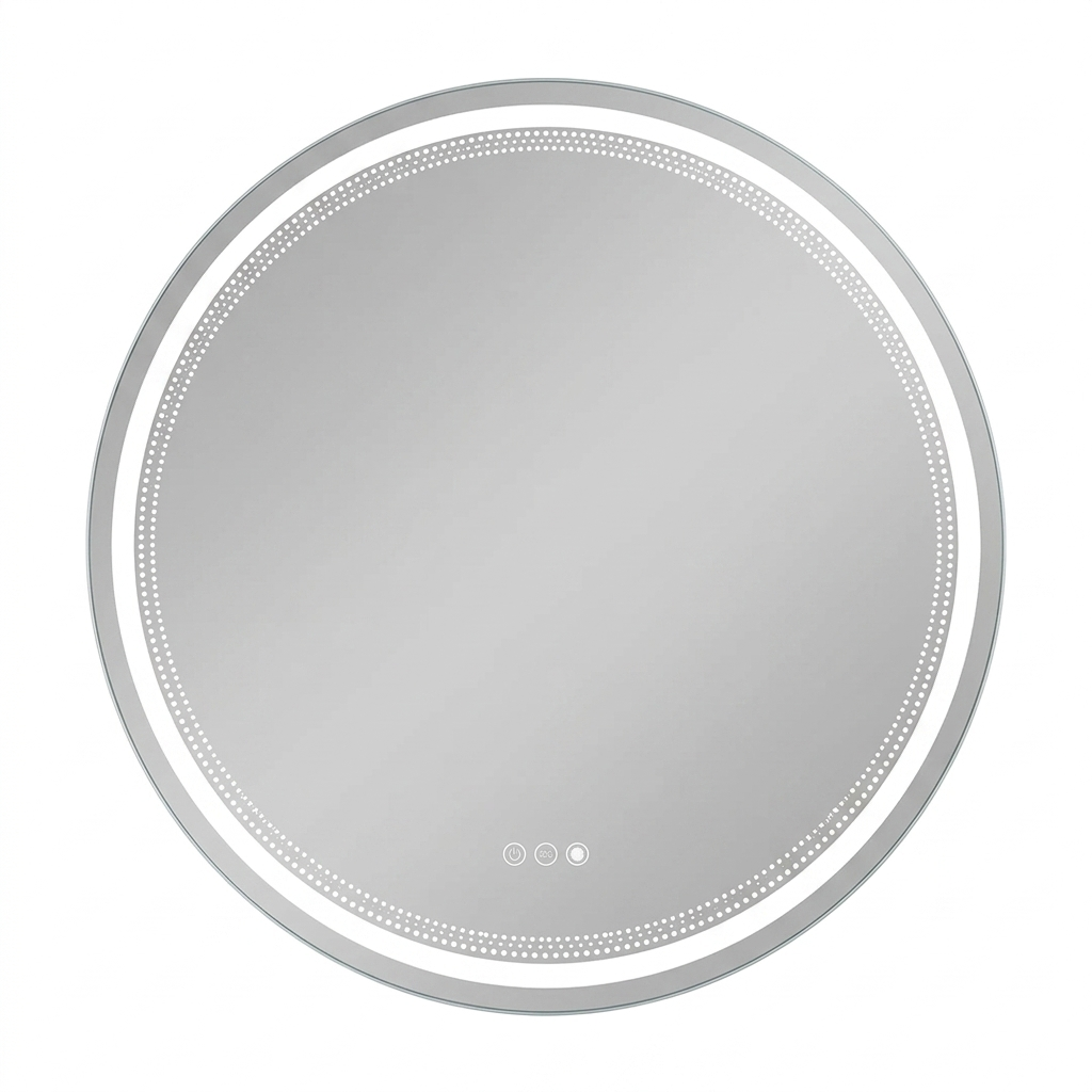 LED Backlit Bathroom Mirror - Dimmable Anti Fog - White&Silver - 80cm