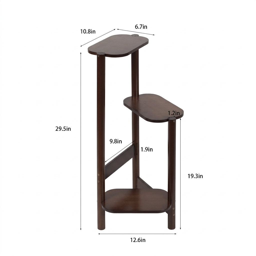 OEM Corner Plant Stand 3-Tier Bamboo Dark Brown 32x75CM