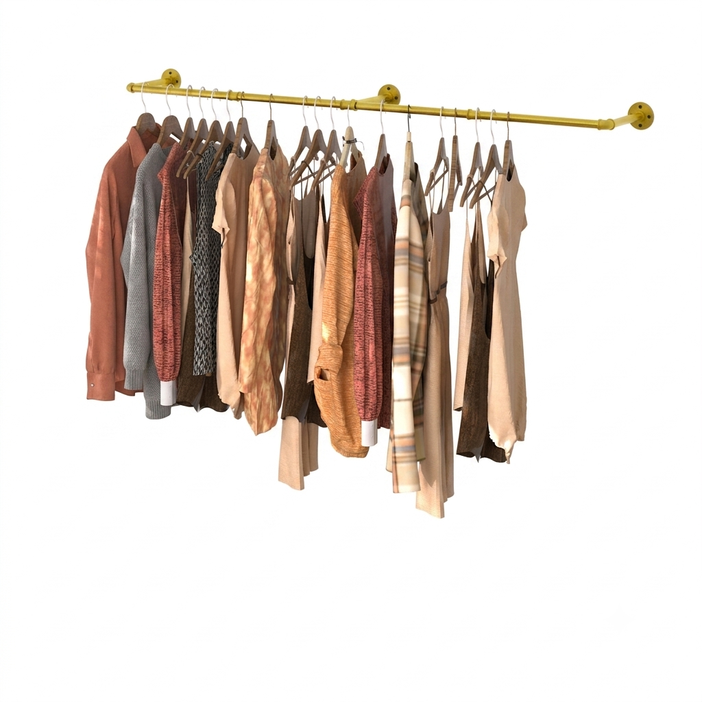 OEM Clothes Rack Wall Mounted Industrial Pipe Gold