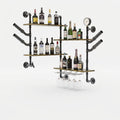 OEM Wall Wine Rack Industrial Pipe Shelves Glass Holder Rustic Brown Medium