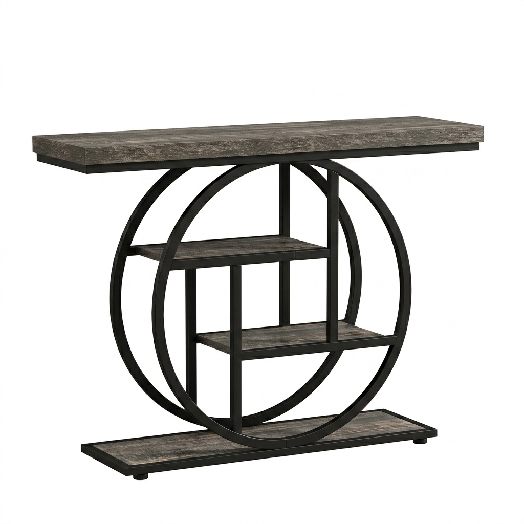 OEM Console Table 4-Tier Storage Black