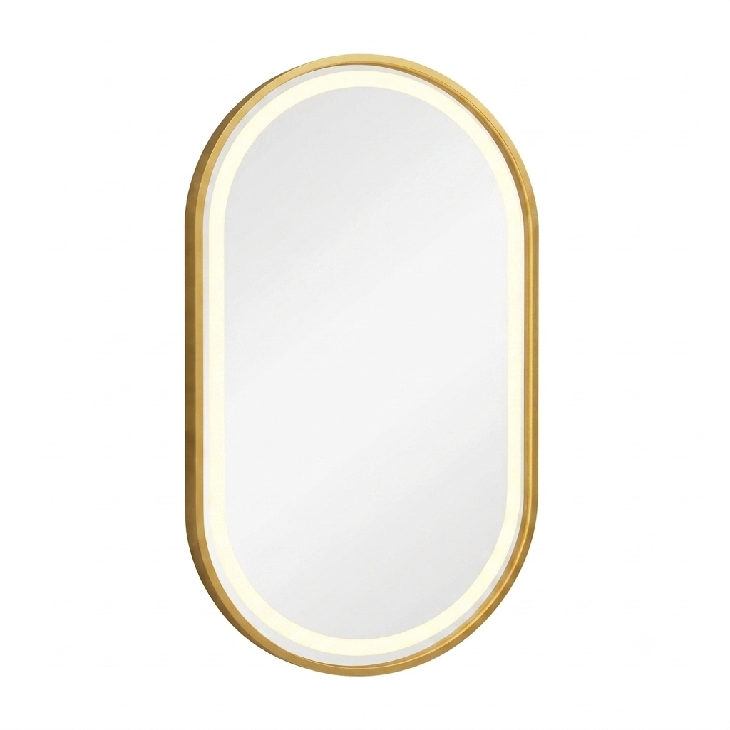 OEM Bathroom Mirror Oval LED Anti-Fog Gold