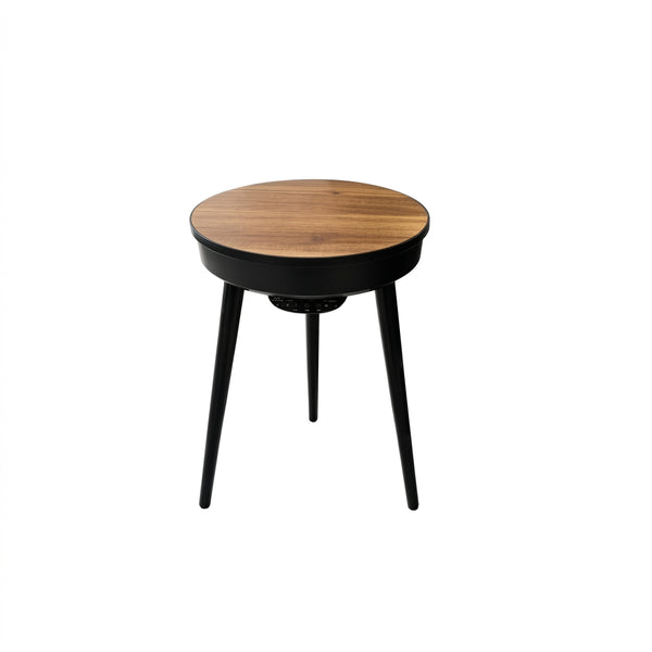 OEM Smart Side Table Bluetooth Speakers LED Light USB Charging Walnut