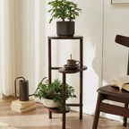 OEM Corner Plant Stand 3-Tier Bamboo Dark Brown 32x75CM