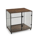 OEM Dog Crate Furniture Style Tempered Glass Rolling Kennel