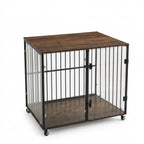 OEM Dog Crate Furniture Style Tempered Glass Rolling Kennel