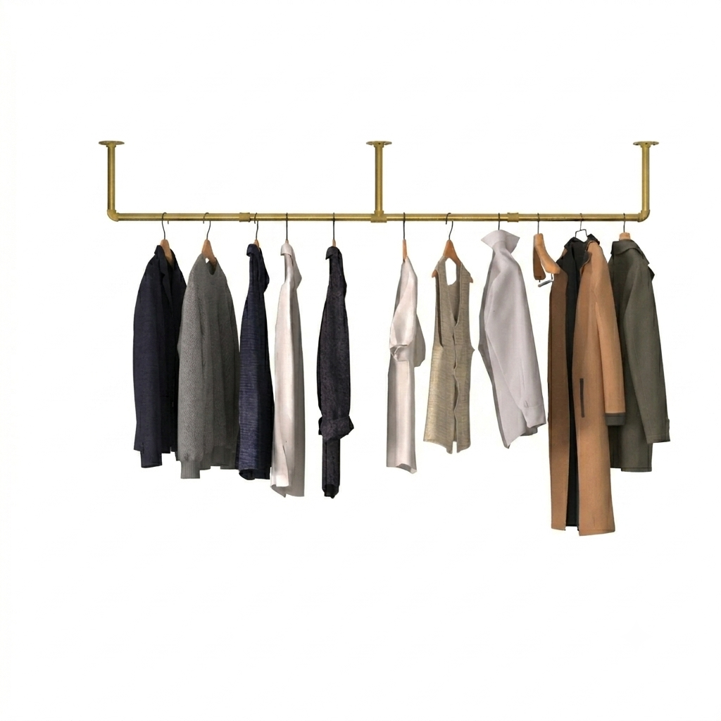 OEM Clothes Hanging Rack Adjustable Length Gold