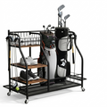 OEM Golf Bag Rack Rolling Sports Equipment Organizer Black