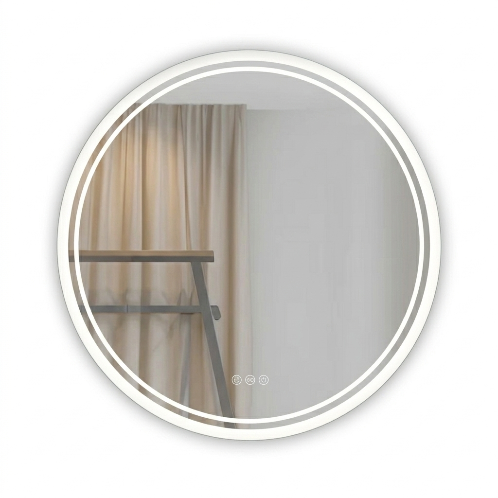 OEM Bathroom Mirror Round LED Touch Sensor Silver