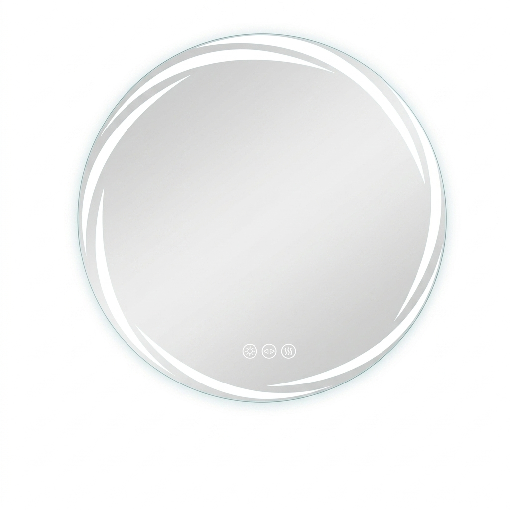 OEM Bathroom Mirror Round LED Anti-Fog 3 Colour Light Modes Silver 60cm
