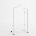 OEM Clothes Rack Double Hanging Rod Rolling White 80.5x51x155cm