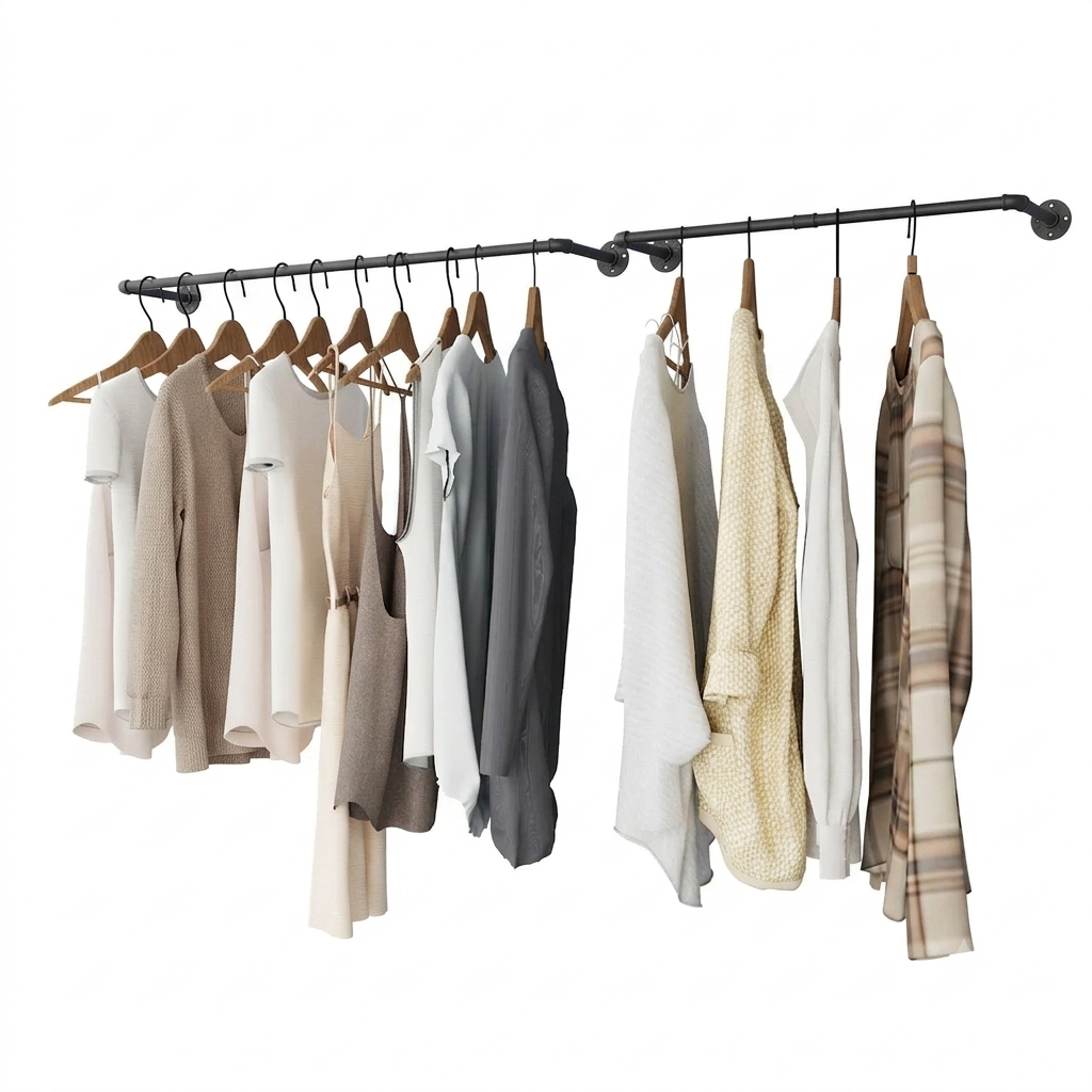 OEM Clothes Rack Wall Mounted Garment Hanging Rod Black