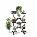 OEM Plant Stand 4-Pot Metal Display Rack Rustproof White & Black
