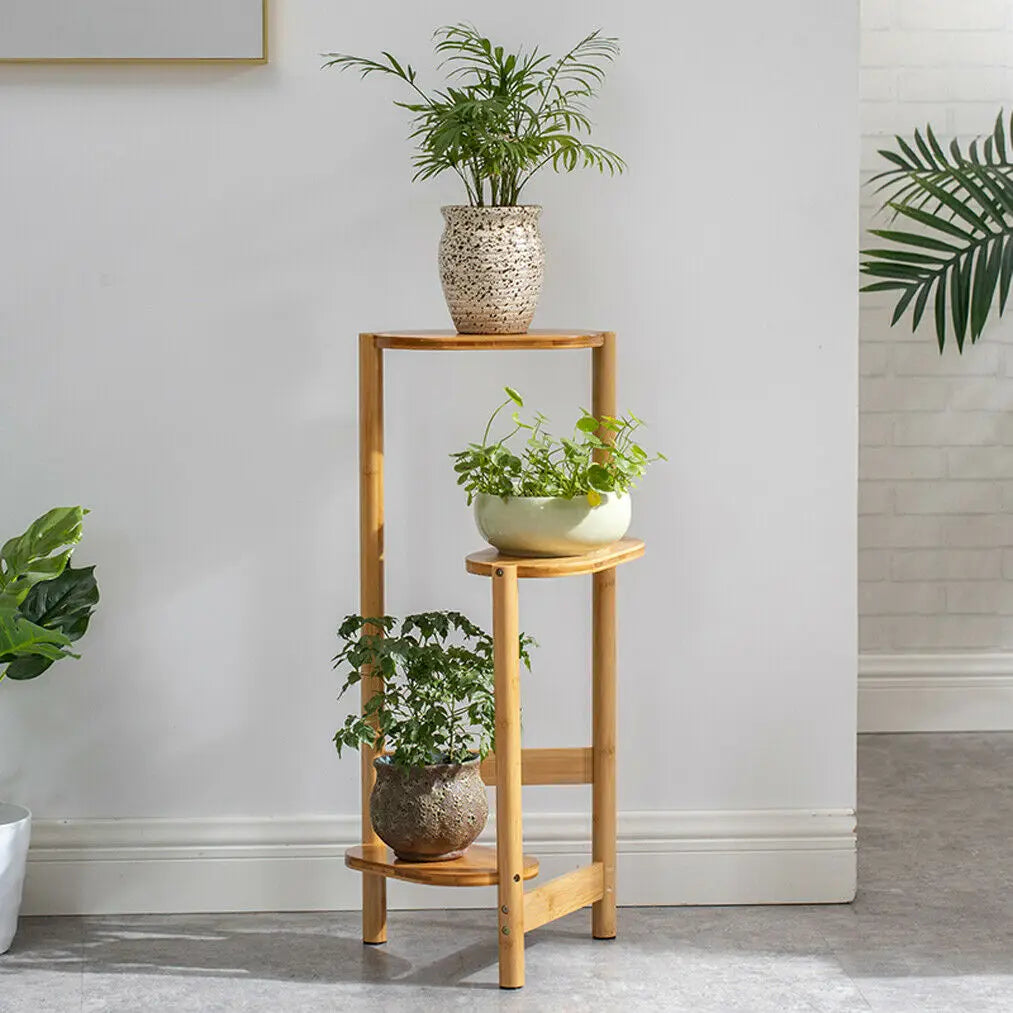 OEM Plant Stand Corner Display Shelf Natural Wood