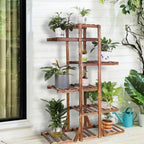 Wooden 6 Tier Plant Stand - Brown