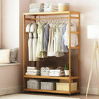 OEM Rolling Clothes Rack Storage Shelves Khaki
