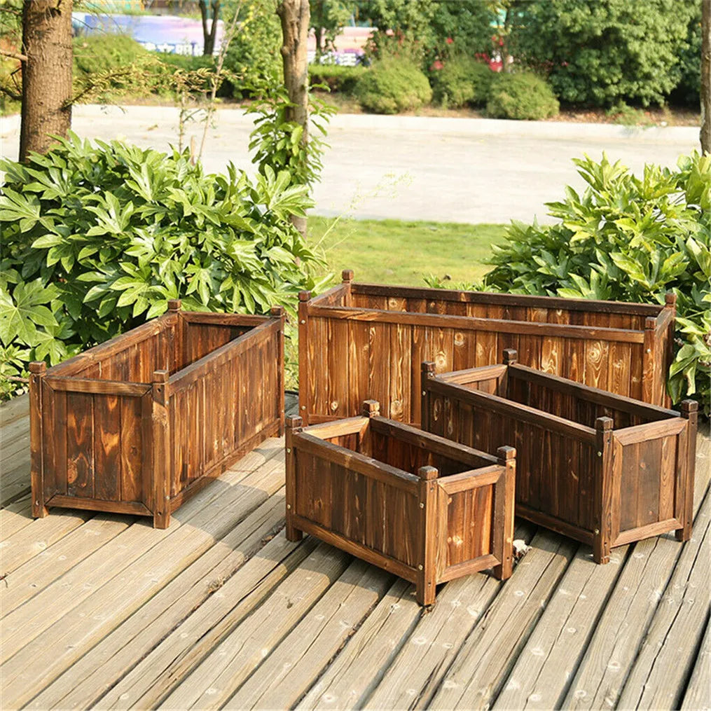 OEM Planter Box Solid Pine Wood Dark Brown