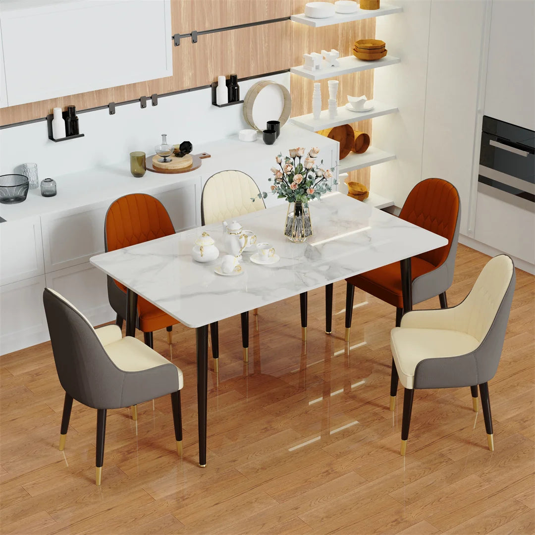 OEM Dining Table Sintered Stone Top Seats 4-6 White