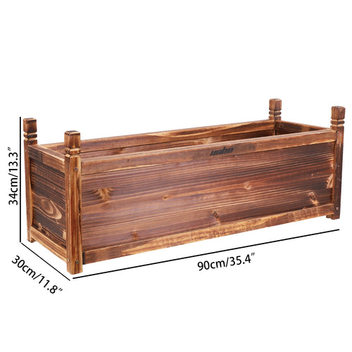 OEM Raised Planter Box Wooden Rustic Brown 90x30x34CM