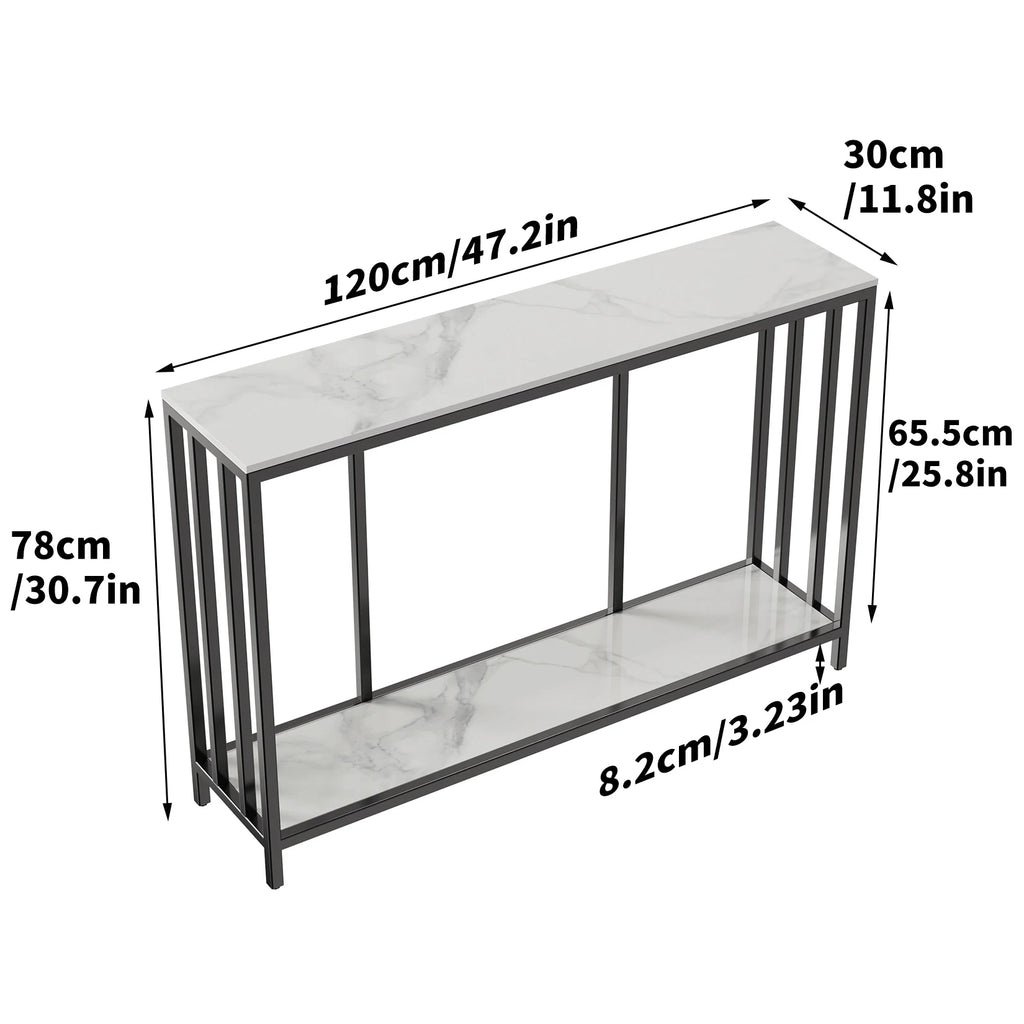OEM Console Table Sintered Stone Top Metal Frame White 120x30x78cm
